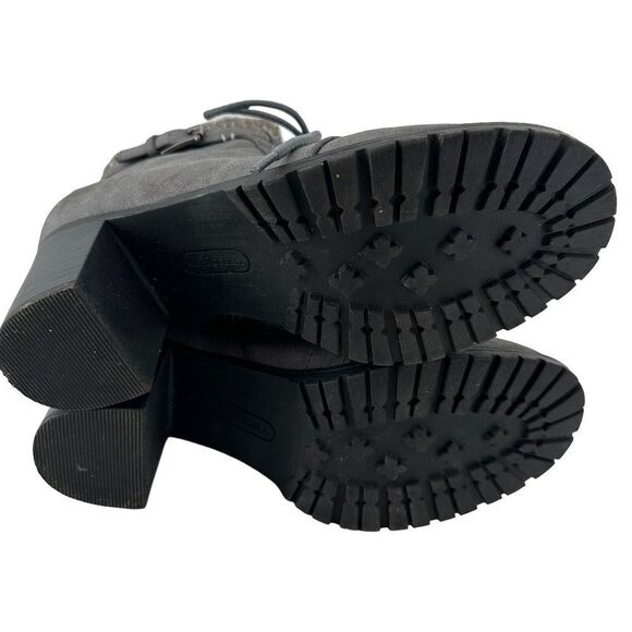 Kim Rogers Tori Boots Gray Fleece Lined Size 7.5 Lugged Sole Cuffed Block Heel - Picture 6 of 9